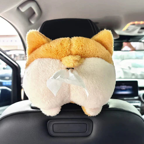 Tissue Box Cover Soft Adorable Corgi Butt Shaped Creative Storage Bag Hanging